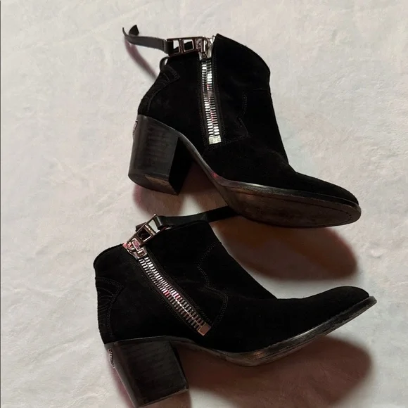 Zadig and Voltaire Molly black suede zip booties - Picture 4 of 7
